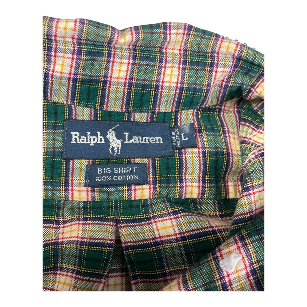 Ralph Lauren Cotton Button Down Long Sleeve Plaid Brushed Shirt - Picture 6 of 16